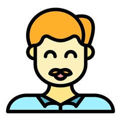 Funny smile man icon. Outline funny smile man vector icon color flat isolated