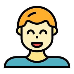 Button man smiling icon. Outline button man smiling vector icon color flat isolated