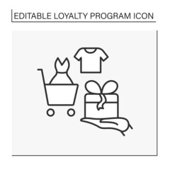 Loyalty program line icon. Fashion and clothing retail. Offer rewards, discounts, and other special incentives from brand to customer. Shopping concept. Isolated vector illustration. Editable stroke