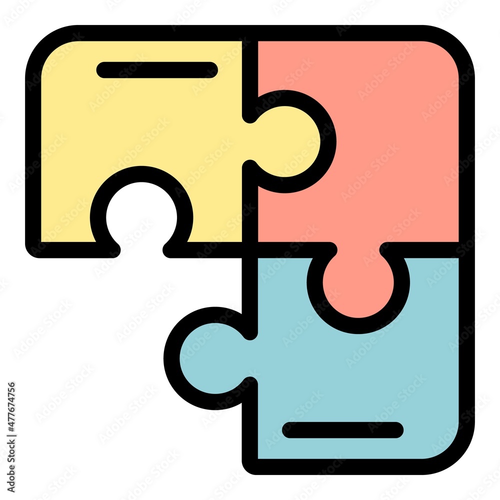 Wall mural business collaboration puzzle icon. outline business collaboration puzzle vector icon color flat iso - Wall murals