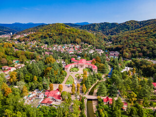 The building of balneotherapy hospital Matsesta. Health resort Matsesta. aerial view