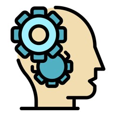 Expertise mind icon. Outline expertise mind vector icon color flat isolated