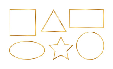 Set of geometric frames. Golden luxury shapes. Vector illustration