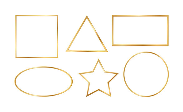 Set of geometric frames. Golden luxury shapes. Vector illustration