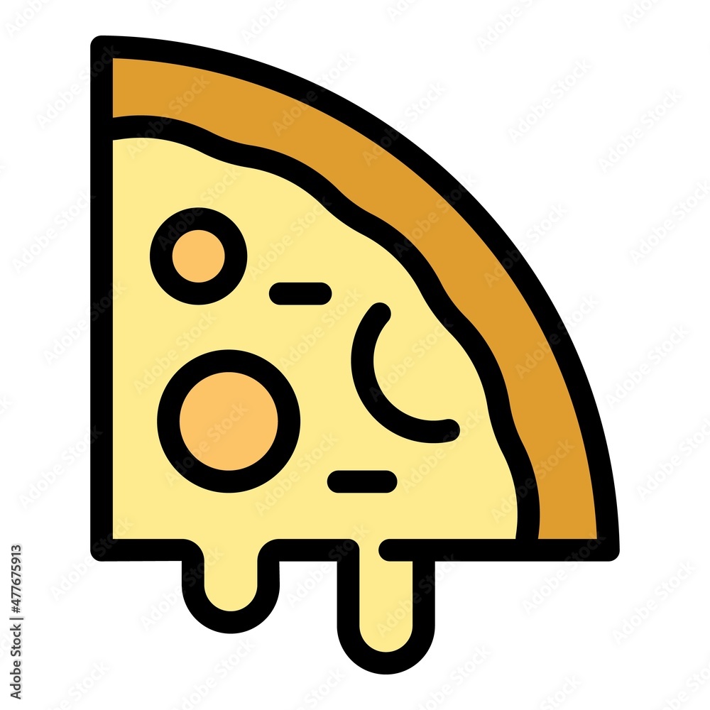 Wall mural Slice of pizza icon. Outline Slice of pizza vector icon color flat isolated - Wall murals