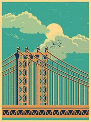 Large bridge old poster