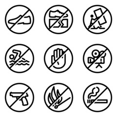 Forbiddance Flat Icon Set Isolated On White Background