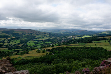 Fantastic view in the national park Peak District in the cloudy day in Summer	