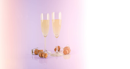 Luxurious champagne in a glass, festive way of celebrating a new year or important events, toast with sparkling wine
