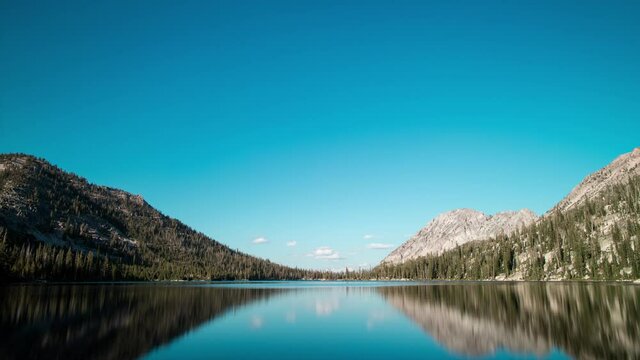 Toxaway Lake, located in Idaho’s Sawtooth Wilderness seen in a day to night to day time-lapse during the summer