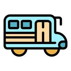 School bus icon. Outline school bus vector icon color flat isolated