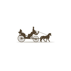 Fototapeta na wymiar Horse drawn carriage classic vintage logo icon sign. Vector illustration