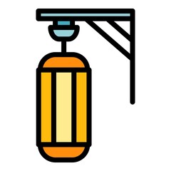 Boxing bag icon. Outline boxing bag vector icon color flat isolated