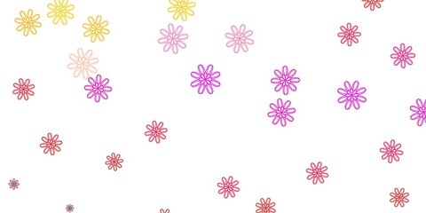 Light Pink, Yellow vector natural backdrop with flowers.
