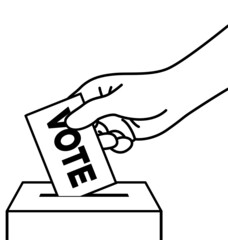 hand placing vote ballot in ballot box