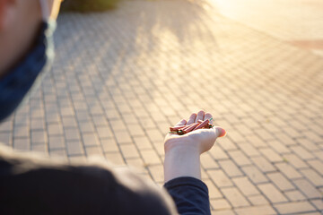 boy holding firecrackers