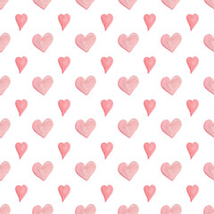Fototapeta na wymiar Watercolor valentines seamless pattern