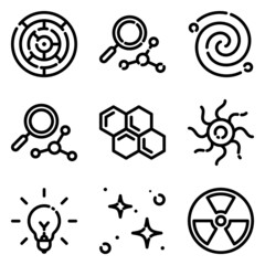 Science Flat Icon Set Isolated On White Background