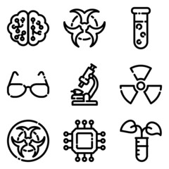 Science Flat Icon Set Isolated On White Background