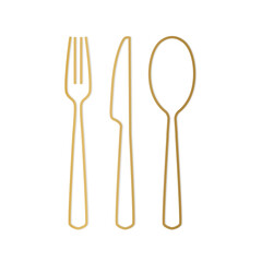 golden cutlery set: fork, knife and spoon icon -vector illustration