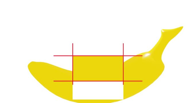 3d render with the yellow part of the banana cut from the whole