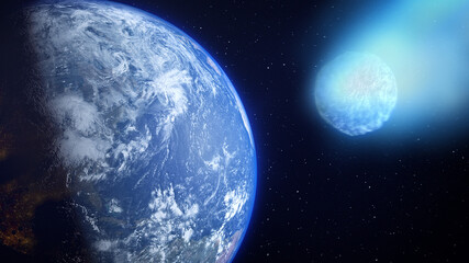Asteroid, comet, meteorite glows, Collision with the planet Earth