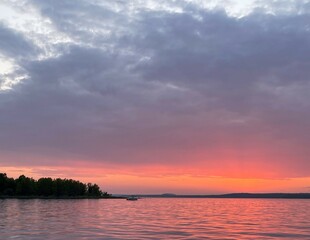 sunset over the lake