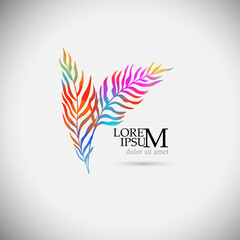 Fototapeta na wymiar Logo multicolored palm leaves. Vector illustration