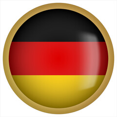 Obraz premium Germany 3D rounded Flag Button Icon with Gold Frame