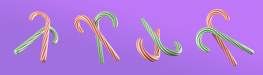 Christmas lollipop 3d rendering multiple angles