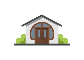 House with arch shaped window frame. Simple flat illustration.