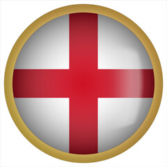 Fototapeta premium England 3D rounded Flag Button Icon with Gold Frame