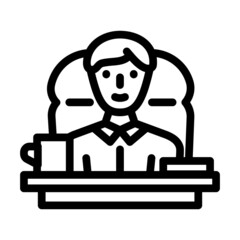 boss at office table line icon vector. boss at office table sign. isolated contour symbol black illustration