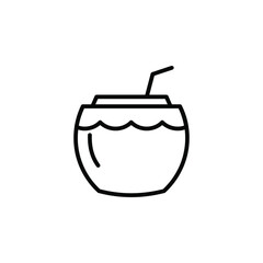 Coconut Drink, Juice Line Icon, Vector, Illustration, Logo Template. Suitable For Many Purposes