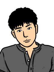 cute man cartoon on white background