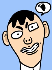 cute man cartoon on blue background