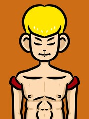 cute man cartoon on orange background