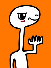 cute monster cartoon on orange background
