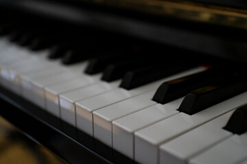 Fototapeta na wymiar piano, piano keys, black and white keys, musical instrument keys,