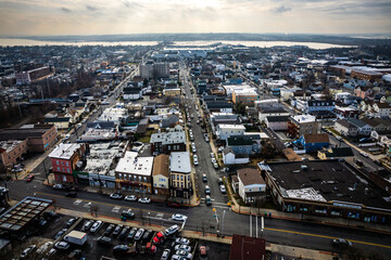 Fototapeta premium Aerial Drone of Perth Amboy New Jersey