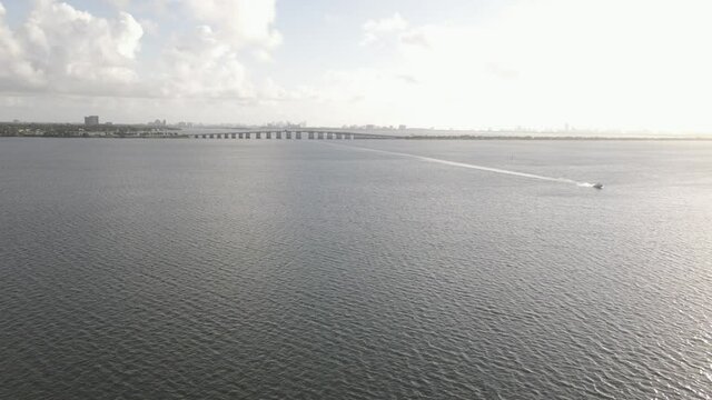 Boat motors on Biscayne Bay south of Julia Tuttle Causeway in Miami