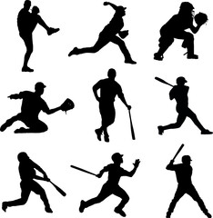 Naklejka premium Baseball Silhouette Pack