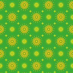 Beautiful background image with decorative floral ornament on a green background for your design projects, seamless patterns, wallpaper textures with flat design. Vector illustration