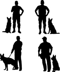 Police K9 Dog Unit Silhouette Pack - obrazy, fototapety, plakaty