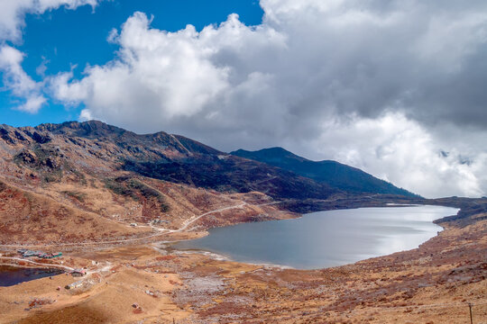 Elephant Lake, named due to it's shape as a lying elephant, remote high altitude lake at kupup Valley, Sikkim. Himalayan mountain range, Sikkim, India