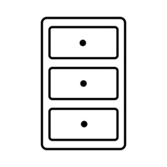 Wooden drawer icon. Room interior. Outline art. Simple design. Interior design. Vector illustration. Stock image.