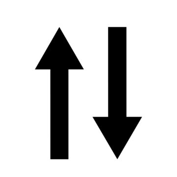 Double arrow icon. Up and down. Logistic concept. Exchange sign. Transfer process. Vector illustration. Stock image. 