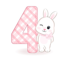 Cute little rabbit, Happy birthday 4 years old