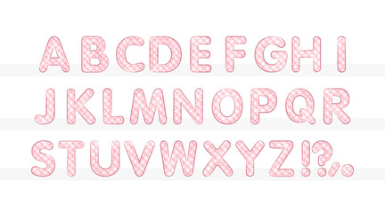 Pink Plaid Alphabet A To Z set illustration