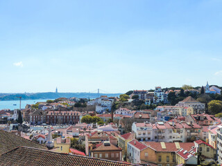 Panoramic view of Lisbon from one of it's viewpoints - Lisbon, Portugal